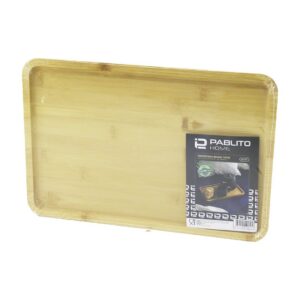 DİKDÖRTGEN AHŞAP BAMBU SUNUM TEPSİ 24X36CM (5286)