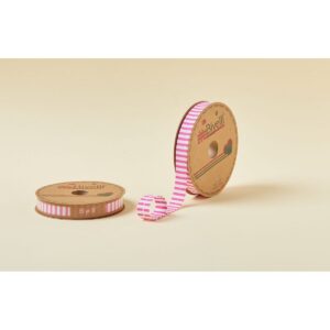 Biye Kalın Çizgili Katlı F02 Pembe 2 cm 25 Metre %65 Koton %35 Polyester