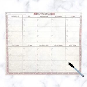 ANKAVERSE® Şeffaf Kendiliğinden Yapışkanlı Kalemli Haftalık Planlayıcı 40cm-50cm