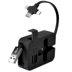 ANKAVERSE® Cep Tipi Telefon Tutuculu Makaralı Uzayıp Kısalabilen 3'ü 1 Arada USB Şarj Kablosu