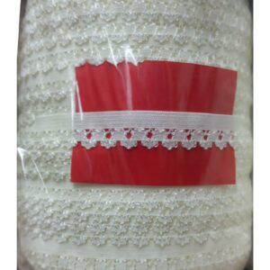 Çamaşır Lastiği Dantelli 1 cm 75 Metre 1 Top Kırık Beyaz