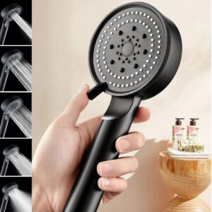 ANKAVERSE® 5 Fonksiyonlu Yüksek Basınçlı Ayarlanabilir Siyah Duş Başlığı