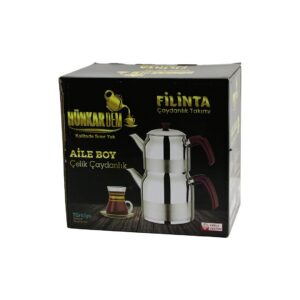 FİLİNTA AİLE BOY ÇELİK ÇAYDANLIK SETİ ÇİFT KAPAKLI RENKLİ BAKALİT KULP ÜST DEMLİK: 1.5LT - ALT SULUK: 3LT KENDİNDEN SÜZGEÇLİ (5286)