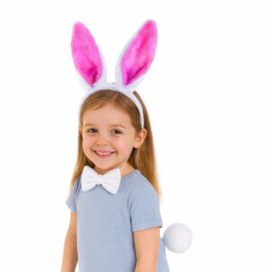 Fuşya Pembe Tavşan Kulak Papyon Kuyruk 3'lü Parti Seti (5286)