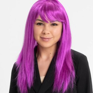 Fuşya Renk Düz Kesim Uzun Parti Peruğu Takma Saç (5286)