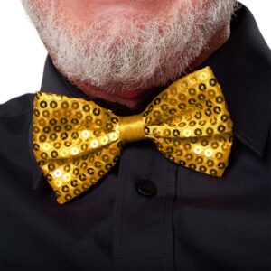 Gece Işıltısı Altın Payetli Pullu Papyon 7x2 cm (5286)