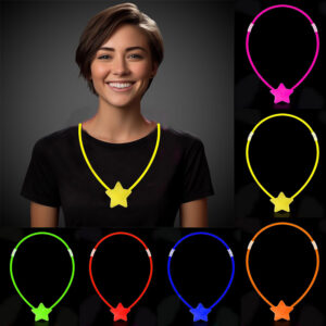 Glow Stick Yıldız Kolye - Glow Kolye - Glow Stick Partisi Yıldız Kolye 6 Adet (5286)
