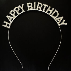 Gümüş Kristal Taşlı Happy Birthday Doğum Günü Tacı İthal Ürün A Kalite 17x16 cm (5286)