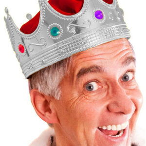 Gümüş Renk Yetişkin Çocuk Uyumlu Kral Tacı Kraliyet Tacı 60 cm (5286)