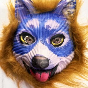 Kahverengi Saçlı Mavi Yüz Sevimli Köpek Maskesi 30 No (5286)