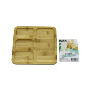 KARE 4 BÖLMELİ=3+1 AHŞAP BAMBU SERVİS SUNUM TEPSİ - TAHTASI 20 X 20 X 1.4CM (5286)
