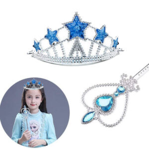 Karlar Ülkesi Elsa Yıldız Mavi Taç ve Elsa Asa Seti 2 Parça (5286)