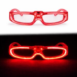 Kırmızı LED Işıklı Parti Gözlüğü 3 Modlu – Glow  - Gece Eğlence Gözlüğü (5286)