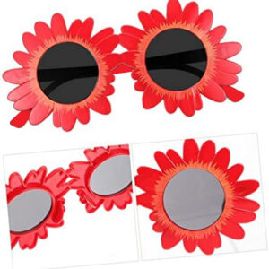 Kırmızı Renk Papatya Şekilli Parti Gözlüğü 18x10 cm (5286)