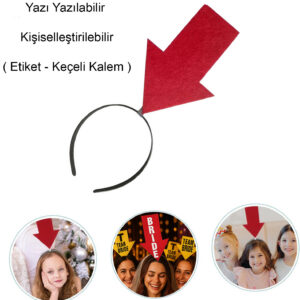 Kişiselleştirilebilir Ok Taç – Üzerine Yazı Yazılabilen Parti Tacı Kırmızı Renk (5286)