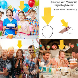 Kişiselleştirilebilir Ok Taç – Üzerine Yazı Yazılabilen Parti Tacı Sarı Renk (5286)