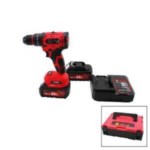 KÖMÜRSÜZ 36V - DARBELİ KIRMIZI ŞARJLI - YEDEK BATARYA - 5.0Ah PROF.MATKAP SETİ ÇANTALI F-136 (5286)