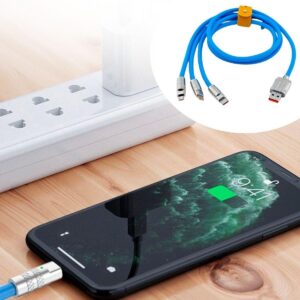 Kutulu  3 Şarj Aleti 1 Arada Çinko Alaşım Hızlı Şarj Kablosu Mavi 3 in 1 (5286)