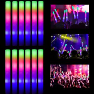 Led Işıklı Rengarenk Sünger Parti Çubuk Işıklı Kauçuk Sopa 46 cm 12 Adet (5286)