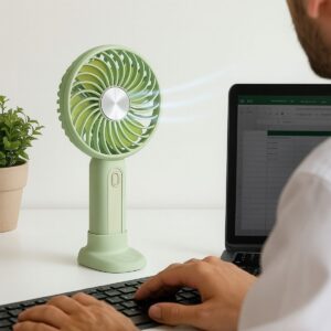 Masa Üstü Standlı USB ile Şarj Olabilen 3 Ayarlı Fan Modlu Çanta Tipi El Fanı (5286)