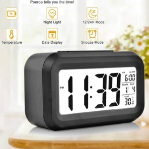 Masaüstü Saat Takvim Termometre Beyaz Siyah (5286)