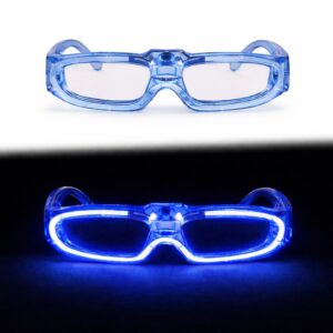Mavi LED Işıklı Parti Gözlüğü 3 Modlu – Glow - Gece Eğlence Gözlüğü (5286)