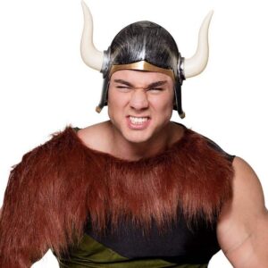 Mega Boynuzlu Viking Ivar Kaskı Eskitilmiş Desen Gümüş Renk (5286)