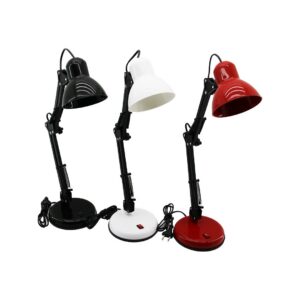 METAL AKROBAT AYAKLI ELEKTRİKLİ MASA LAMBASI RENKLİ PLASTİK TABLA - KAFA (5286)