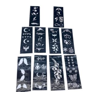 MİX DESEN 8X20CM TÜP KINA DESEN ÇIKARTMA ŞABLONU 10 PARÇA (5286)