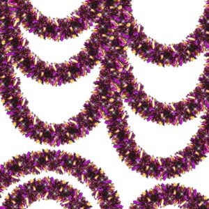 Mor Turuncu Renk 4 cm Genişlik Garland Çift Renk Sim Süs 180 cm (5286)