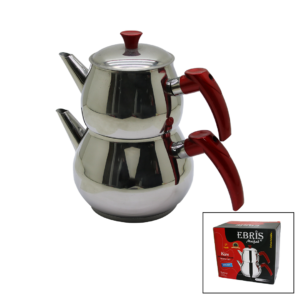 ORTA BOY KÜRE ÇELİK ÇAYDANLIK SETİ ÜST: 1LT - ALT: 1.60LT (5286)