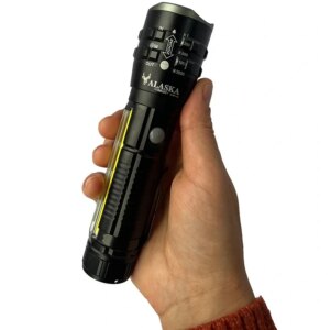 P27 Şarjlı LED Metal El Feneri 1000 Lümen Çakarlı (5286)