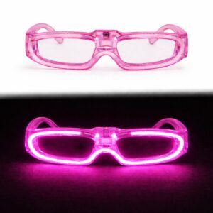 Pembe LED Işıklı Parti Gözlüğü 3 Modlu – Glow - Gece Eğlence Gözlüğü (5286)