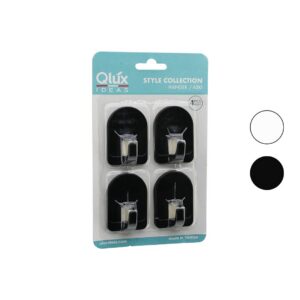 QLUX L-00950 4PCS DOME ASKI NO-2 KUBBELİ - SİYAH - BEYAZ - PLASTİK ASKI YAPIŞKANLI MONTAJ (5286)