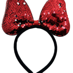 Renk Değiştiren Pullu Payetli Fiyonk Parti Tacı Kırmızı Gümüş Renk 20x16 cm (5286)