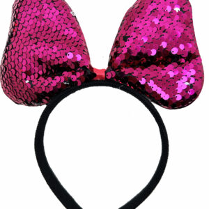 Renk Değiştiren Pullu Payetli Fiyonk Parti Tacı Fuşya Gümüş Renk 20x16 cm (5286)