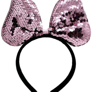 Renk Değiştiren Pullu Payetli Fiyonk Parti Tacı Pembe Gümüş Renk 20x16 cm (5286)