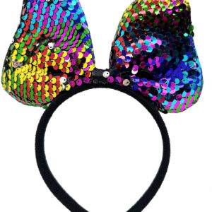 Renk Değiştiren Pullu Payetli Fiyonk Parti Tacı Rengarenk Gümüş Renk 20x16 cm (5286)