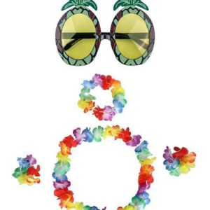 Renkli Ananas Gözlük, Taç, Kolye ve Bileklik Seti (5286)