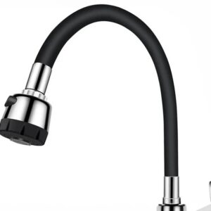 Renkli Silikonlu Oynar Başlıklı 2 Fonksiyonlu Spiral Musluk Başlığı - Siyah (5286)