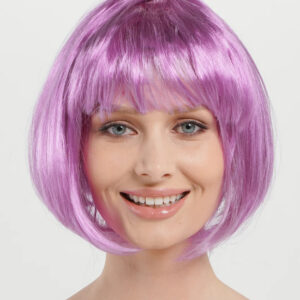 Rose Pembe Renk Düz Kesim Küt Parti Peruğu Kısa Takma Saç (5286)