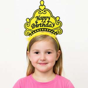 Sarı Happy Birthday Prenses Tacı – Doğum Günü Taç Aksesuarı (5286)