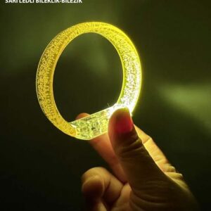 Sarı Led Işıklı Baskı Yapılabilen Pilli Bileklik Bilezik 1,5 cm Genişlik (5286)