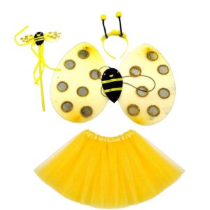Sarı Renk Arı Kostüm Seti (Tütü, Kanat, Taç, Asa) (5286)