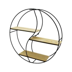 SEMBOL - YUVARLAK 3 KATLI METAL DEKORATİF DUVAR RAF 60 x 14 x 60 cm (5286)