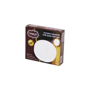 SENSÖRLÜ USB ŞARJLI   BEYAZ LED  YUVARLAK LAMBA  ÇAP: 8.3CM - KALINLIK: 2CM - SENSÖR ALGILAMA =0--3MT (5286)