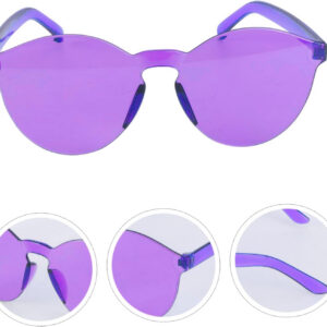 Sert Mika Oval Şekilli Çerçevesiz Mor Gözlük Retro Parti 5x14 cm (5286)