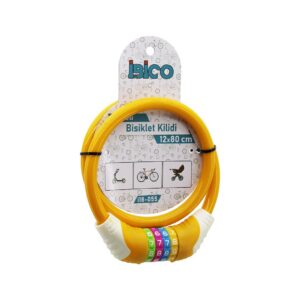 ŞİFRELİ KALIN BİSİKLET KİLİT ÇELİK TEL TURUNCU RENKLİ KILIF 12MMX80CM (5286)