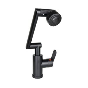 SİYAH - 1080 DERECE DÖNEBİLEN ÇOK FONKSİYONLU MUSLUK BATARYA KTX-3307 (5286)