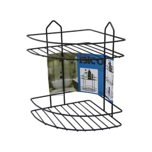 SİYAH  2 KATLI - ÜÇGEN METAL BANYO KÖŞELİK - DUŞKABİN RAF (5286)